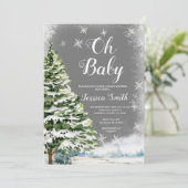 Winter Sneeuwvlokken Kerst Oh Baby Shower Boom Kaart (Staand voorkant)