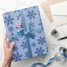 Winter Sneeuwvlokken Kerstcadeau Blauw Naadloos Cadeaupapier