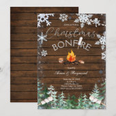 Winter Sneeuwvlokken Kerstmis Bonfire Uitnodiging (Voorkant / Achterkant)