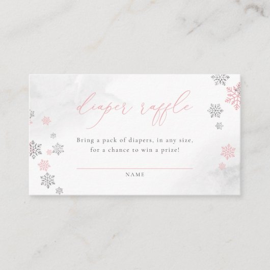 Winter Sneeuwvlokken Meisje Baby shower Luier Raff Informatiekaartje (Voorkant)
