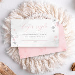 Winter Sneeuwvlokken Meisje Baby shower Luier Raff Informatiekaartje<br><div class="desc">Stimuleer plezier en spelletjes met onze behuizing kaart,  versierd met roze kalligrafie voor "Luierloof." De subtiele grijze waterverf achtergrond en faux silver glitter sneeuwvlokken voegen een vleugje grilligheid toe aan uw baby shower festiviteiten.</div>