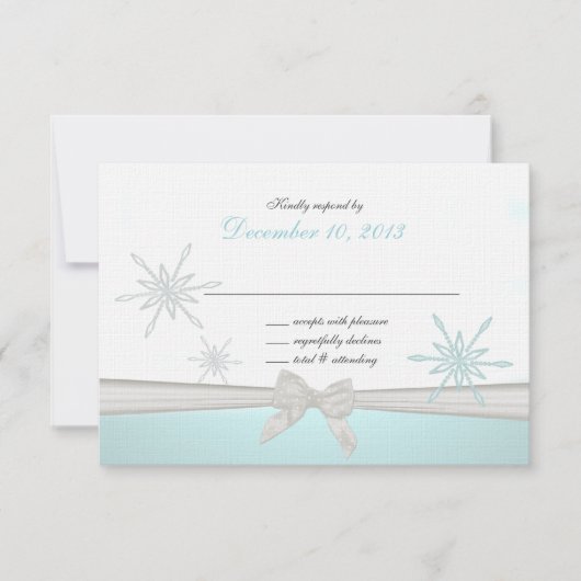 Winter Sneeuwvlokken met Bow Formele Reactie RSVP Kaartje (Voorkant)