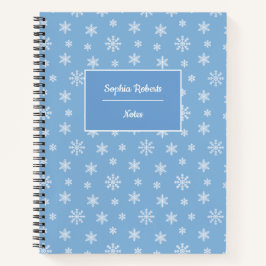 Winter-sneeuwvlokken modern patroon baby blauw notitieboek