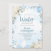 Winter Sneeuwvlokken Onederland 1e verjaardag Bloe Kaart (Voorkant)