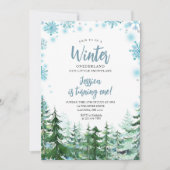 Winter Sneeuwvlokken Onederland 1e verjaardag Kaart (Voorkant)