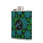 Winter Sneeuwvlokken Patroon met Monogram Heupfles (Links)