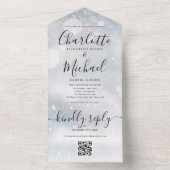 Winter Sneeuwvlokken QR Code Trouwen All In One Uitnodiging (Binnen)