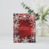 Winter Sneeuwvlokken Rode Vakantie Party Save the  Aankondigingskaart (Staand voorkant)