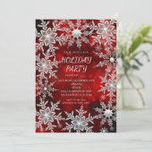 Winter Sneeuwvlokken Rode Vakantie Party Uitnodigi Kaart (Staand voorkant)