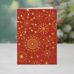 Winter Sneeuwvlokken rood en goud Folie Feestdagenkaart<br><div class="desc">Originele illustratie van Becky Nimoy. Echte folie details aan de buitenkant; kies uit gouden of zilveren folie; voeg uw eigen tekst en / of foto's binnen</div>