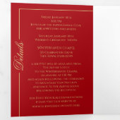 Winter Sneeuwvlokken Rood en Goud Sparkle Tri-Fo T Drieluik Kaart (Binnenzijde eerst)