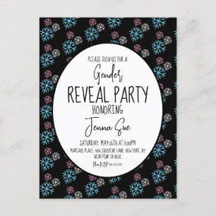 Winter Sneeuwvlokken Roze Blauw Geslacht Reveal Briefkaart