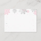 Winter sneeuwvlokken roze en zilveren boeken voor  informatiekaartje (Achterkant)