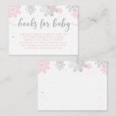 Winter sneeuwvlokken roze en zilveren boeken voor  informatiekaartje (Voorkant / Achterkant)