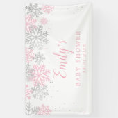 Winter sneeuwvlokken roze en zilveren meisje Baby Spandoek (Verticaal)