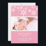 Winter Sneeuwvlokken Roze Fotokaart Feestdagenkaart<br><div class="desc">Deze sneeuwvlok-thema fotokaart,  met kleine polka-stippen en een gekartelde rand,  is een prachtige geboorteaankondiging voor je winterbaby.  Ook prima geschikt als kerstkaart!</div>