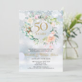 Winter Sneeuwvlokken Rozen Slinger 50ste Verjaarda Kaart (Staand voorkant)