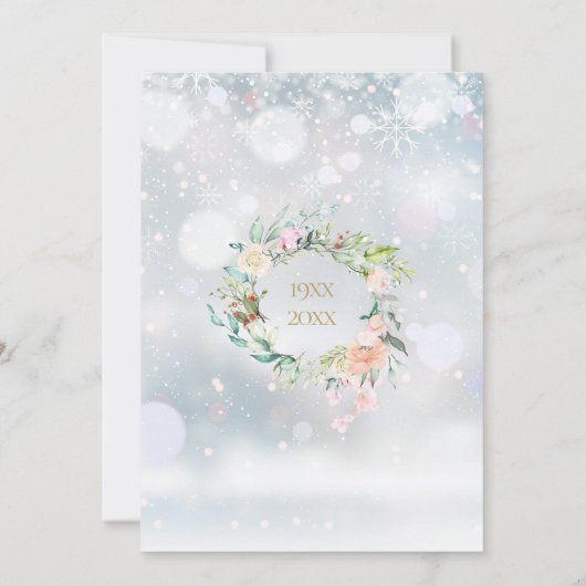 Winter Sneeuwvlokken Rozen Slinger 50ste Verjaarda Kaart (Achterkant)