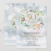 Winter Sneeuwvlokken Rozen Slinger 50ste Verjaarda Kaart (Voorkant / Achterkant)