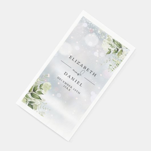 Winter Sneeuwvlokken Rustiek groen Bloemen Servet (Hoek)