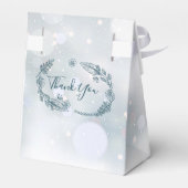 Winter Sneeuwvlokken Rustieke Bloemen Bruiloft Bedankdoosjes (Achterkant)