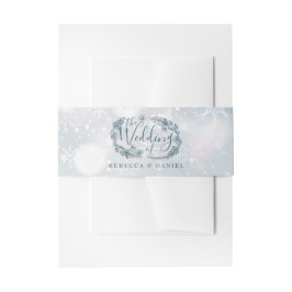 Winter Sneeuwvlokken Rustieke Bloemen Bruiloft Uitnodigingen Wikkel