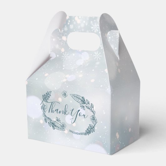 Winter Sneeuwvlokken Rustieke Bloemige Trouw Bedankdoosjes (Achterkant)
