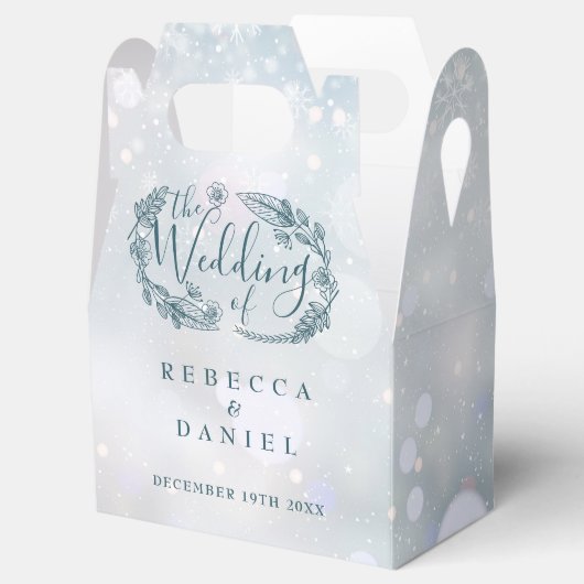 Winter Sneeuwvlokken Rustieke Bloemige Trouw Bedankdoosjes (Geopend)