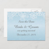 Winter Sneeuwvlokken Save the Date Briefkaart (Voorkant / Achterkant)