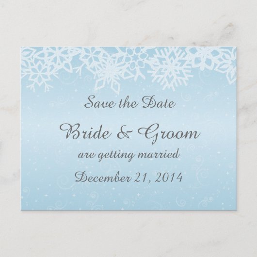 Winter Sneeuwvlokken Save the Date Briefkaart (Voorkant)