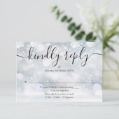 Winter Sneeuwvlokken Script Bevestig RSVP Kaartje (Staand voorkant)