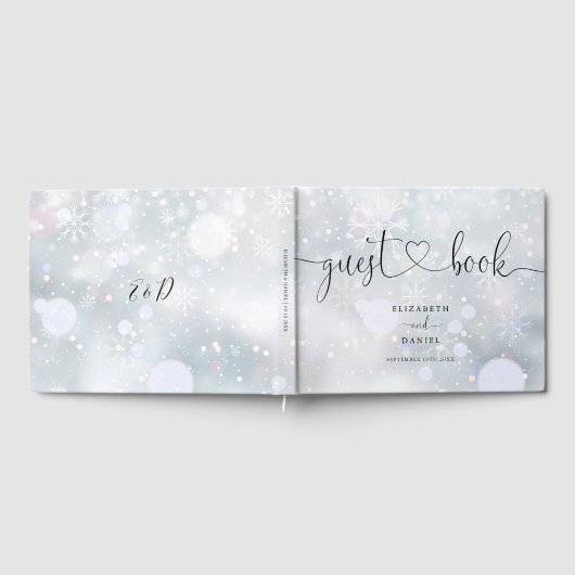 Winter Sneeuwvlokken Script Bruiloft Gastenboek (Volledig)
