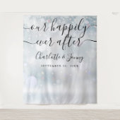 Winter Sneeuwvlokken Script Bruiloft Photo Booth R Wandkleed (Voorkant)