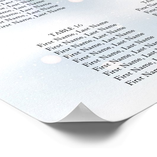 Winter Sneeuwvlokken Script Bruiloft Zitkaarten Poster (Hoek)