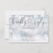 Winter Sneeuwvlokken Script Hart Vriendelijk Antwo RSVP Kaartje (Voorkant)