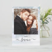 Winter Sneeuwvlokken Script Photo Table Number Kaart (Staand voorkant)