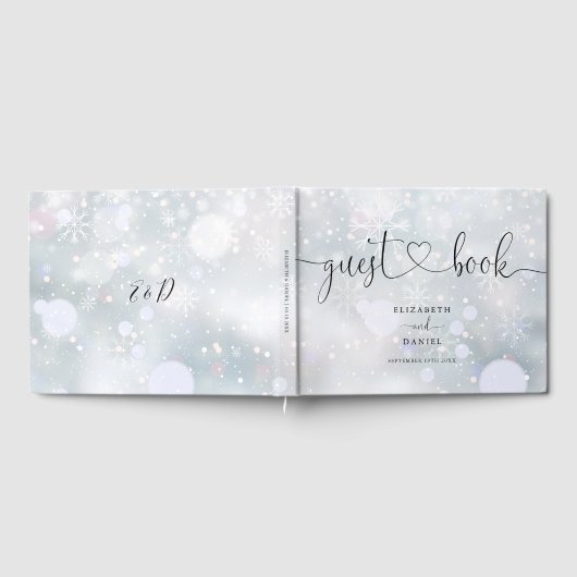 Winter Sneeuwvlokken Script Script Bruiloft Gastenboek (Volledig)