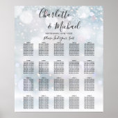 Winter Sneeuwvlokken Script Trouw Stoelenkaart Poster (Voorkant)