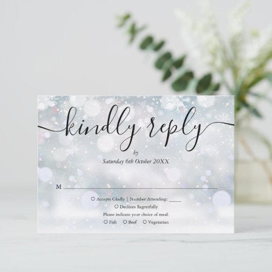 Winter Sneeuwvlokken Script Vriendelijk antwoord (Staand voorkant)