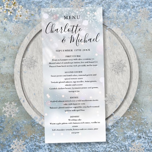 Winter Sneeuwvlokken Signature Script Wedding Menu