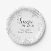 Winter Sneeuwvlokken Sneeuw in Love Bruidsmeisje S Papieren Bordje (Voorkant)