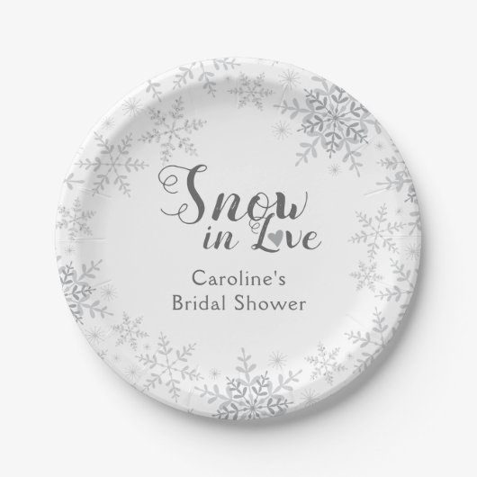 Winter Sneeuwvlokken Sneeuw in Love Bruidsmeisje S Papieren Bordje (Voorkant)