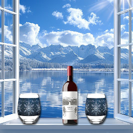 Winter Sneeuwvlokken Sparkle Sterren Gelukkig Nieu Wijnglas Zonder Voet