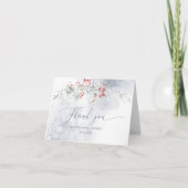 Winter sneeuwvlokken stoffig blauw Bruids dank u Kaart (Voorkant)