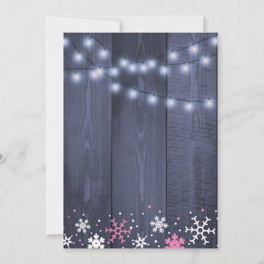 Winter sneeuwvlokken string lichten meisje baby sh kaart (Achterkant)