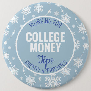 Winter sneeuwvlokken tips gewaardeerd Studiegeld Ronde Button 6,0 Cm
