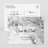 Winter Sneeuwvlokken Trouwen SAVE THE DATE Aankondigingskaart (Voorkant / Achterkant)