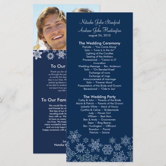 Winter Sneeuwvlokken Trouwprogramma Foto Keepsake Programmakaart (Voorkant / Achterkant)