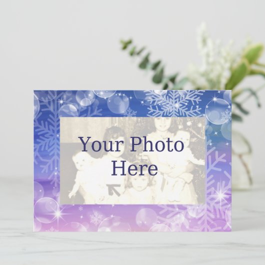 Winter Sneeuwvlokken Vakantie Fotokaart Feestdagenkaart (Staand voorkant)