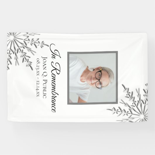 Winter Sneeuwvlokken Viering van het Leven Begrafe Spandoek (Horizontaal)